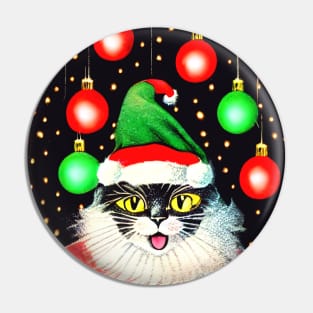 Santa Cat Christmas Lights Pin