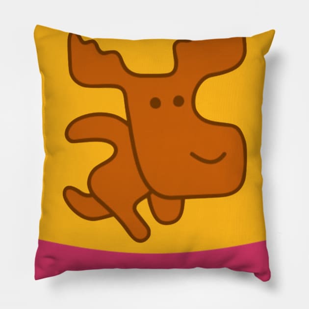 Mabel Pines Running Moose Pillow by Polka Toons