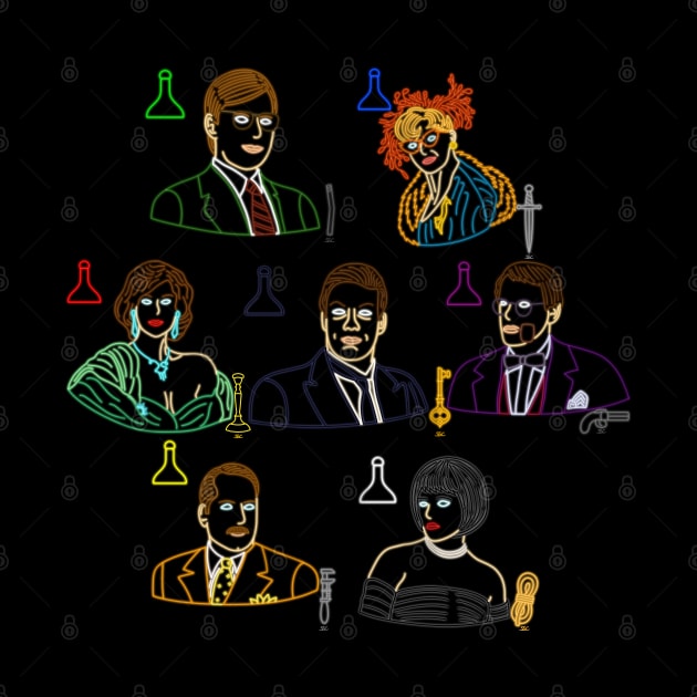 Clue Characters - Neon Portraits by SpectreSparkC