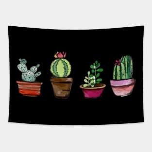 Cactus Pots Watercolor Plant -Hipster Tapestry