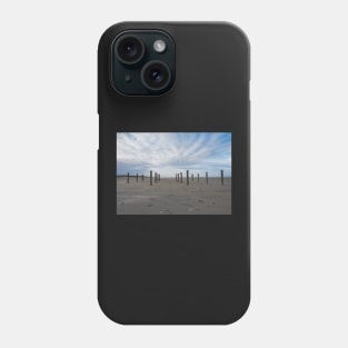 Wooden poles on the beach of Schiermonnikoog, Netherlands Phone Case