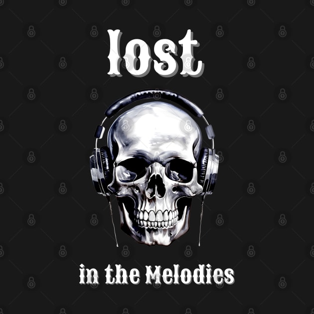 skull with headphones lost in the melodies by in leggings