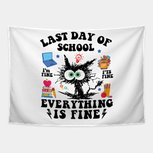 Last Day Of School-End Of School Year-I Survived Funny Cat Tapestry