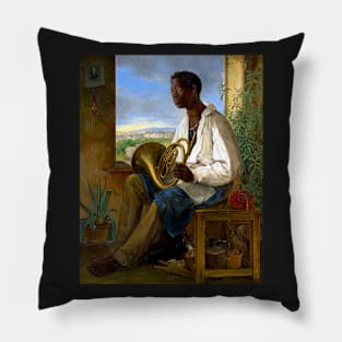 Portrait of Emmanuel Rio with French Horn 1836 Albert Schindler Pillow