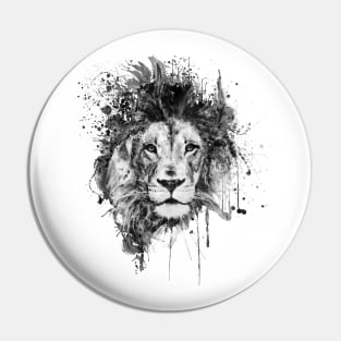 Splattered Lion Black and White Pin