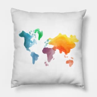 Watercolor earth map, land map, continents map, world map Pillow