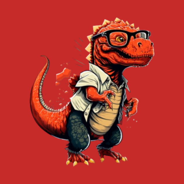The cute red dinosaurs dancing wearing black glasses Red Dinosaurs Dancing TShirt TeePublic