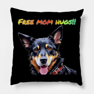 Laylah says... Free Mom Hugs Rainbow Text Pink Pillow