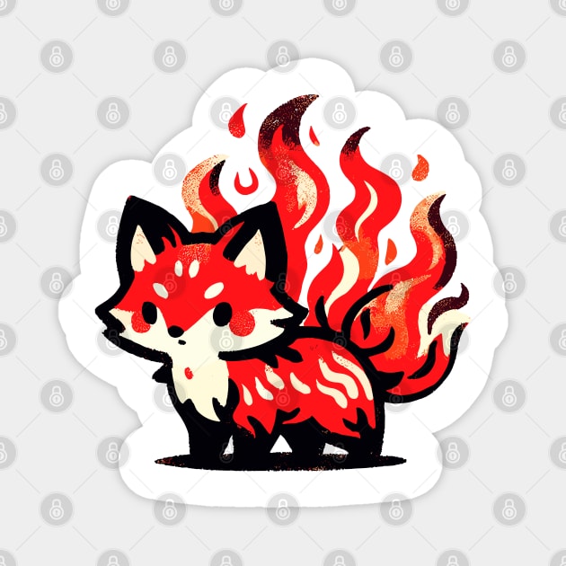 Cute little fire fox Magnet by Evgmerk