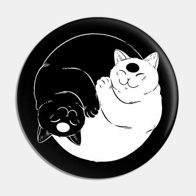 Yin Yang cute sleeping Cats Pin by OccultOmaStore