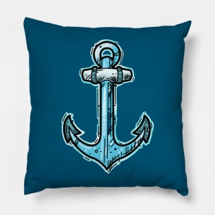 Blue anchor, sailor tattoo sketch style Pillow