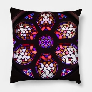 Purple Rosary Window Mandala Photo Pillow