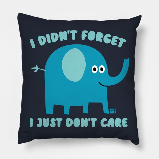 DONT CARE ELEPHANT Pillow by toddgoldmanart