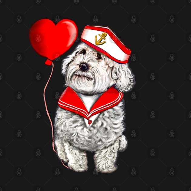 The Best Valentine’s Day Gift ideas top 10, Cavalier king charles spaniel sailor fancy dress, white Cavoodle Cavapoo Valentines Day by Artonmytee