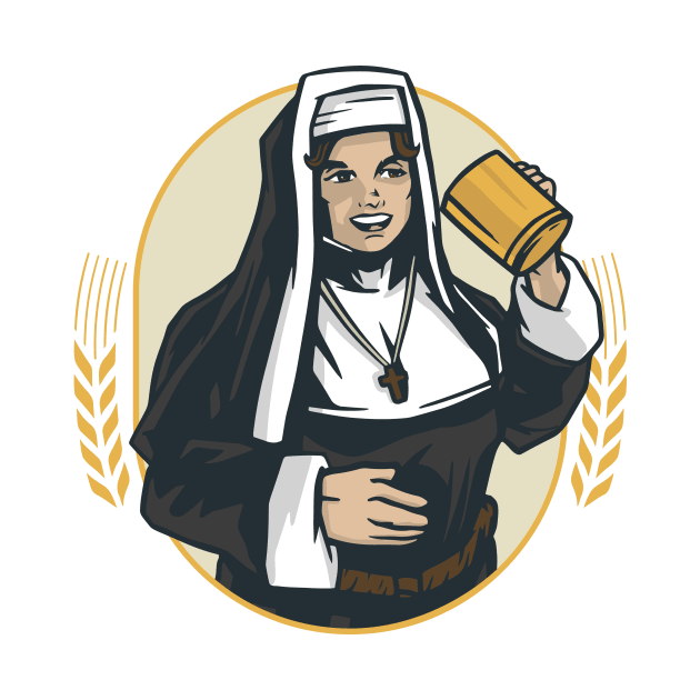 Funny Nun Drinking Beer by BamBam