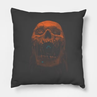 Robot Cyborg Skull Sci-Fi T shirt - Orange Pillow