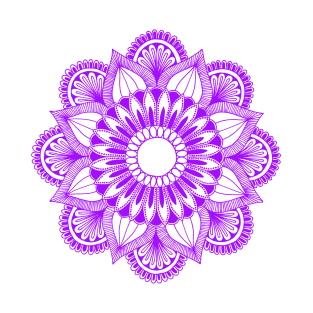 Flower Mandala (purple on white) T-Shirt