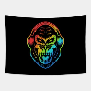 angry-gorilla-headphone-colorful-illustration Tapestry