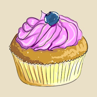 Cake with butter cream and blueberry on top T-Shirt