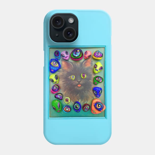 Black Cat Aliens Phone Case by turddemon