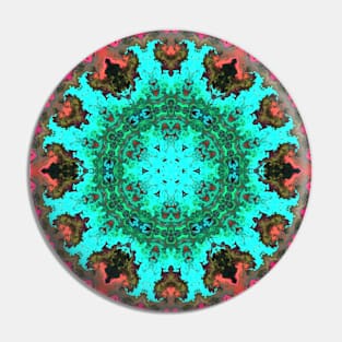 Psychedelic Hippie Flower Teal and Pink Pin