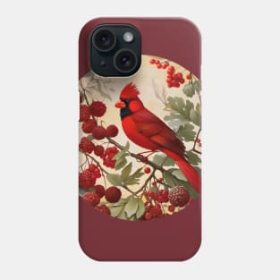 Northern Red Cardinal Bird And Berries Phone Case