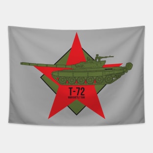 T-72 main battle tank on the background of a star Tapestry