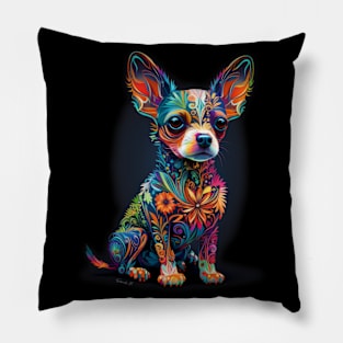 Colorful puppy Dog design #6 by Farbrausch Art 2023. Pillow