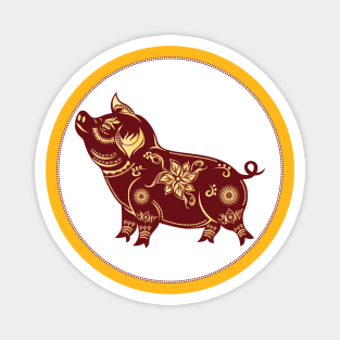 Year Of The Pig Colorful Paper Cut Art Design Magnet