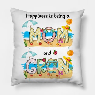 Happiness Is Being A Mom And Gran Summer Beach Happy Mother's Pillow