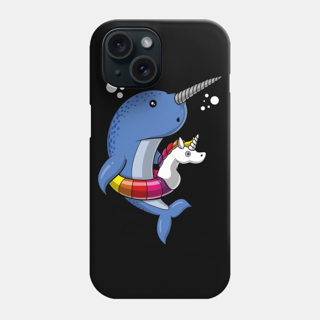 Narwhal Fish Riding Unicorn Float Phone Case by underheaven