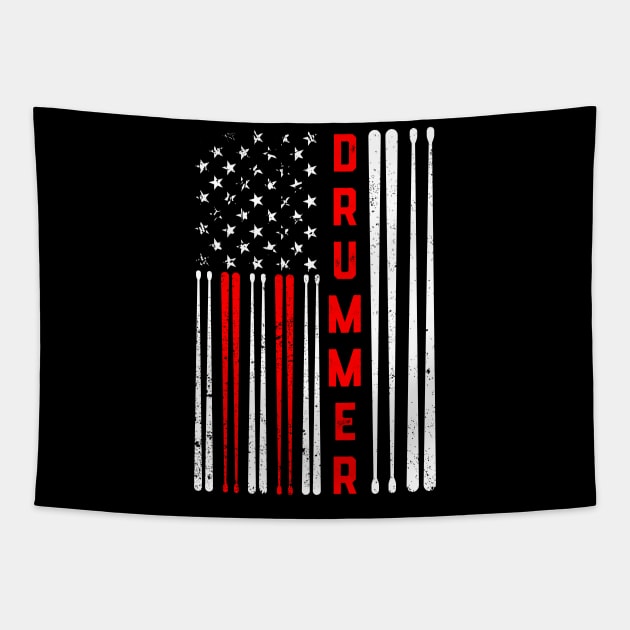 Drum Sticks 4th Of July Drummer Drumming Usa Flag Tapestry by ChrifBouglas