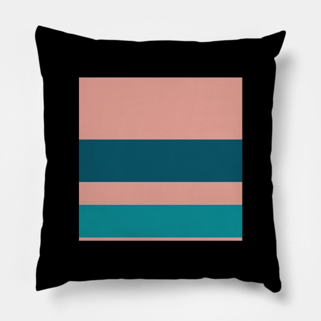 A first-rate variety of Rouge, Blush, Silver, Dark Cyan and Philippine Indigo stripes. - Sociable Stripes Pillow by Sociable Stripes