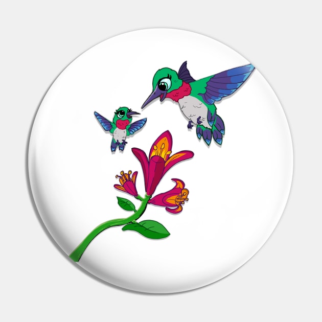 Hummingbird Mother and Daughter Pin by CybertronixWolf