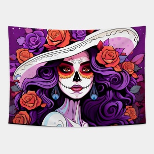 catrina girl with flowers Tapestry