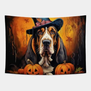 Basset hound Halloween Tapestry