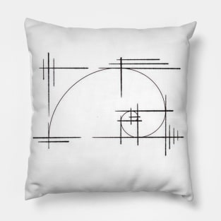 Golden Ratio - Reticle Lines - Fibonacci Spiral Pillow