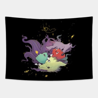 Wolves And Witches Rainbow Art Tapestry
