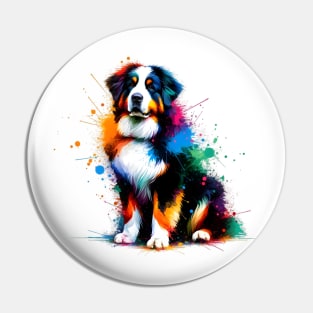 Colorful Estrela Mountain Dog in Splashed Paint Style Pin