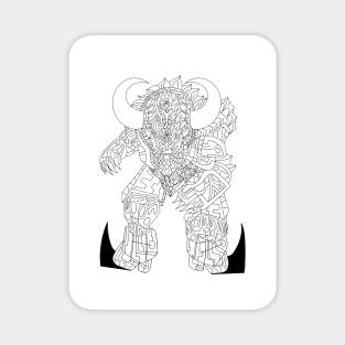 ecopop buffalo minotaur horn nu art kaiju in mexican mandala patterns art Magnet