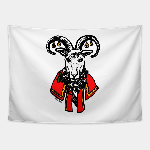 Yule Goat Scandinavian Christmas Spirit Tapestry by maroonbeard