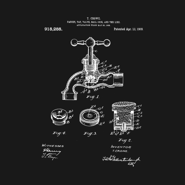 Tap water mixer patent , faucet for bathroom sink blueprint poster / faucet tap Patent Illustration / plumber gift idea by Anodyle