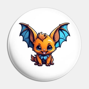 Adorable little bat with big blue wings Pin