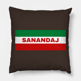 Sanandaj City in Iranian Flag Colors Pillow