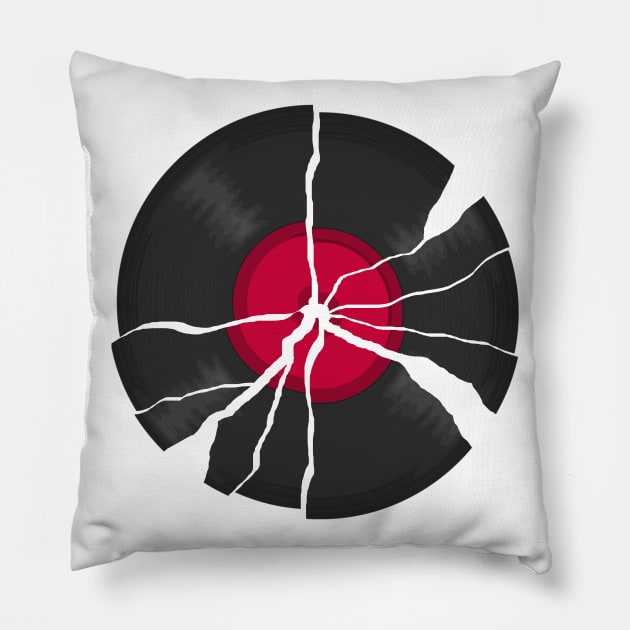 Broken LP Vinyl Record Pillow by Nerd_art