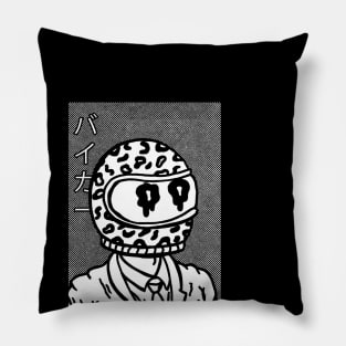 Cheetah Motorcycle Rider Anime Manga Inspired Illustration Pillow