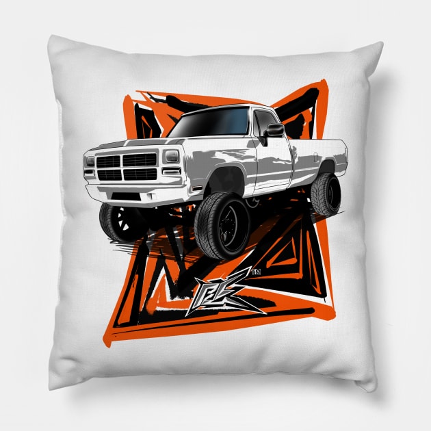 dodge first gen truck white Pillow by naquash