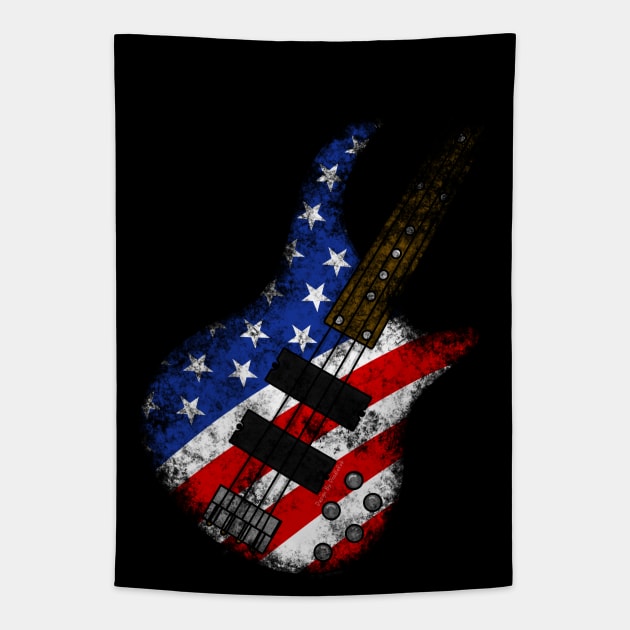 American Flag Bass Guitar Bassist 4th July Tapestry by doodlerob