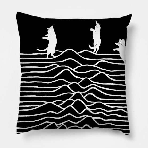 Cat Joy Division - Black Pillow by Chewbarber