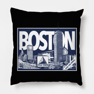 Boston Title Town Skyline Tapestry (Black) Posters and Art Prints Pillow